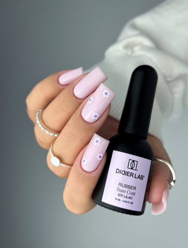 rubber base gél lakk alap valódi gumival, icy lilac, 10 ml